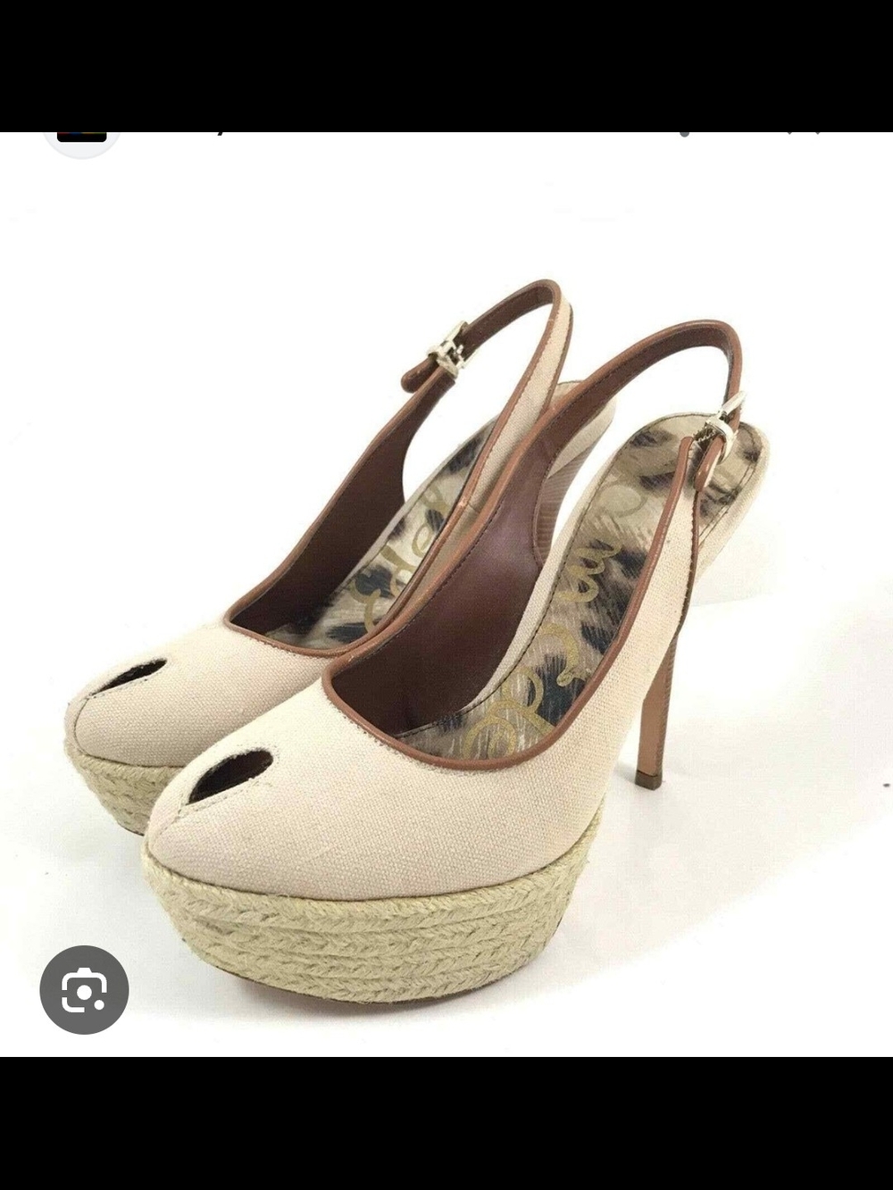 Sam Edelman Novato Slingback Pumps Canvas Sand Jute Wrapped Heel